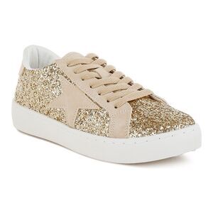 NWOB London Rag Gold Glitter Star Canvas Sneakers Low Top- Women's Size 6